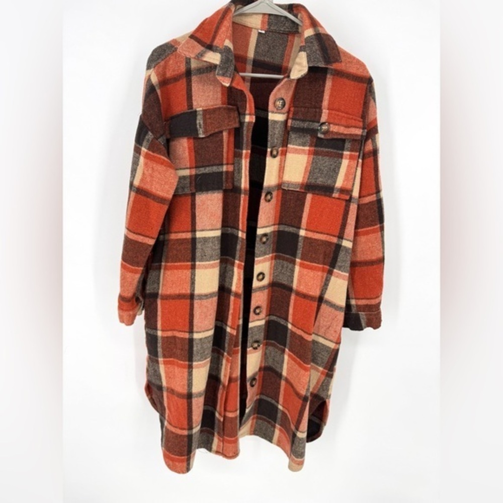 Plaid flannel terra-cotta black cottagecore western coastal cowgirl trench coat